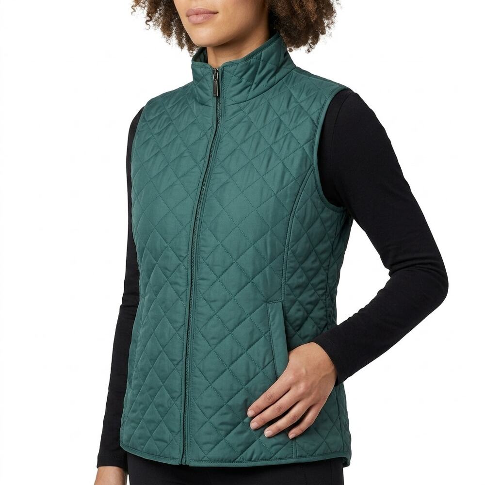 Karen Scott Sport Green Collared Full Zip Lined Jacket Women Petite Size PM